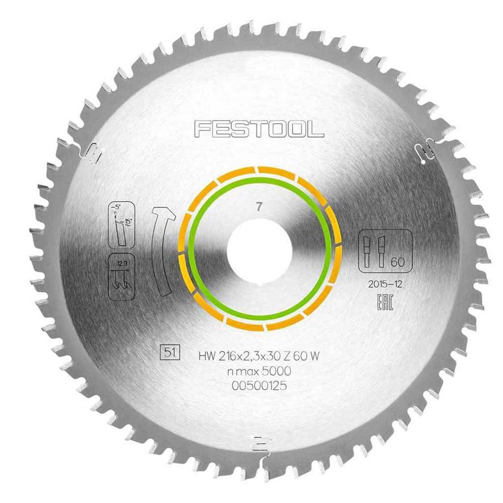 Festool 500125 Mitre Saw Blade 216mm x 30mm x 60t Fine Wood Blade