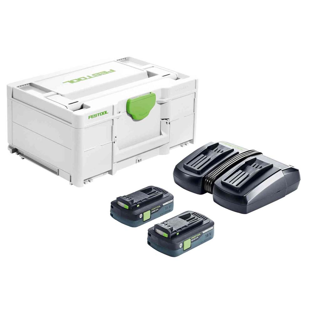 Festool 577256 x2 SYS Energy Set x2 4.0ah Batteries, Twin Charger & Case