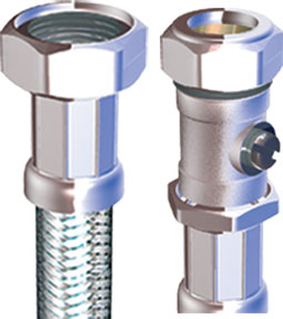 Compression Flexible Tap Connector With Isolation Valve 15mm x 1/2in x 300mm