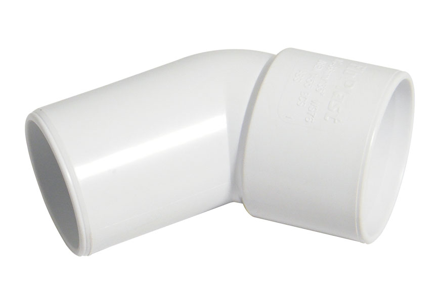 Floplast WS77WH 40mm (43mm) ABS Solvent Weld Waste System 135 Degree (45) Conversion Bend - White