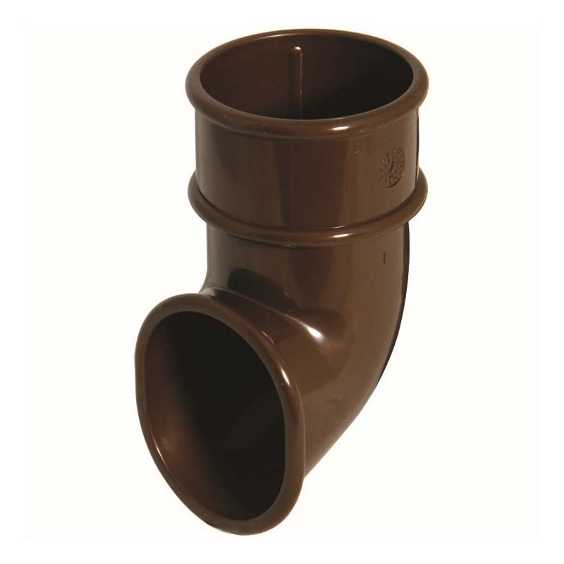 Floplast RB3BR 68mm Round Downpipe - Shoe - Brown