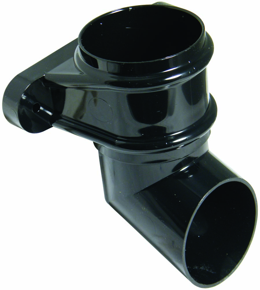 Floplast RB4BL 68mm Round Downpipe - Shoe (With Fixing Lugs) - Black