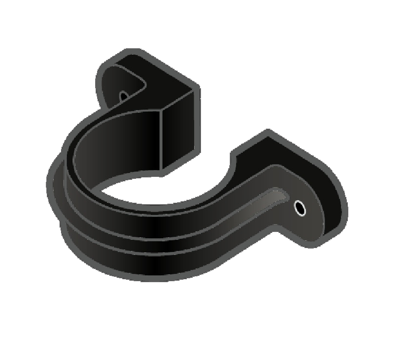 Floplast RC4BL 68mm Round Downpipe - Pipe Clip With Fixing Lugs - Black