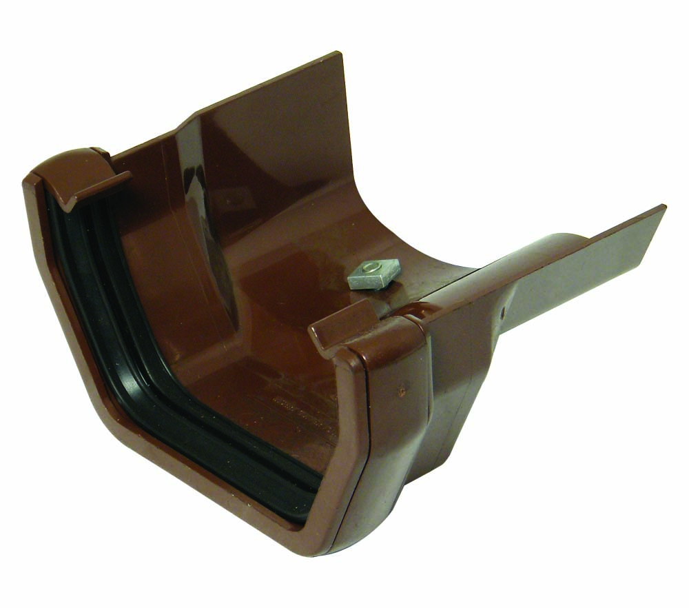 Floplast RDS3BR 114mm Square Gutter to Cast Iron Ogee - Right Hand Adaptor - Brown