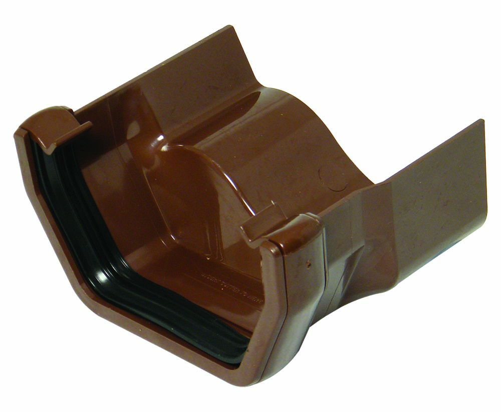 Floplast RDS4BR 114mm Square Gutter to Cast Iron Ogee - Left Hand Adaptor - Brown