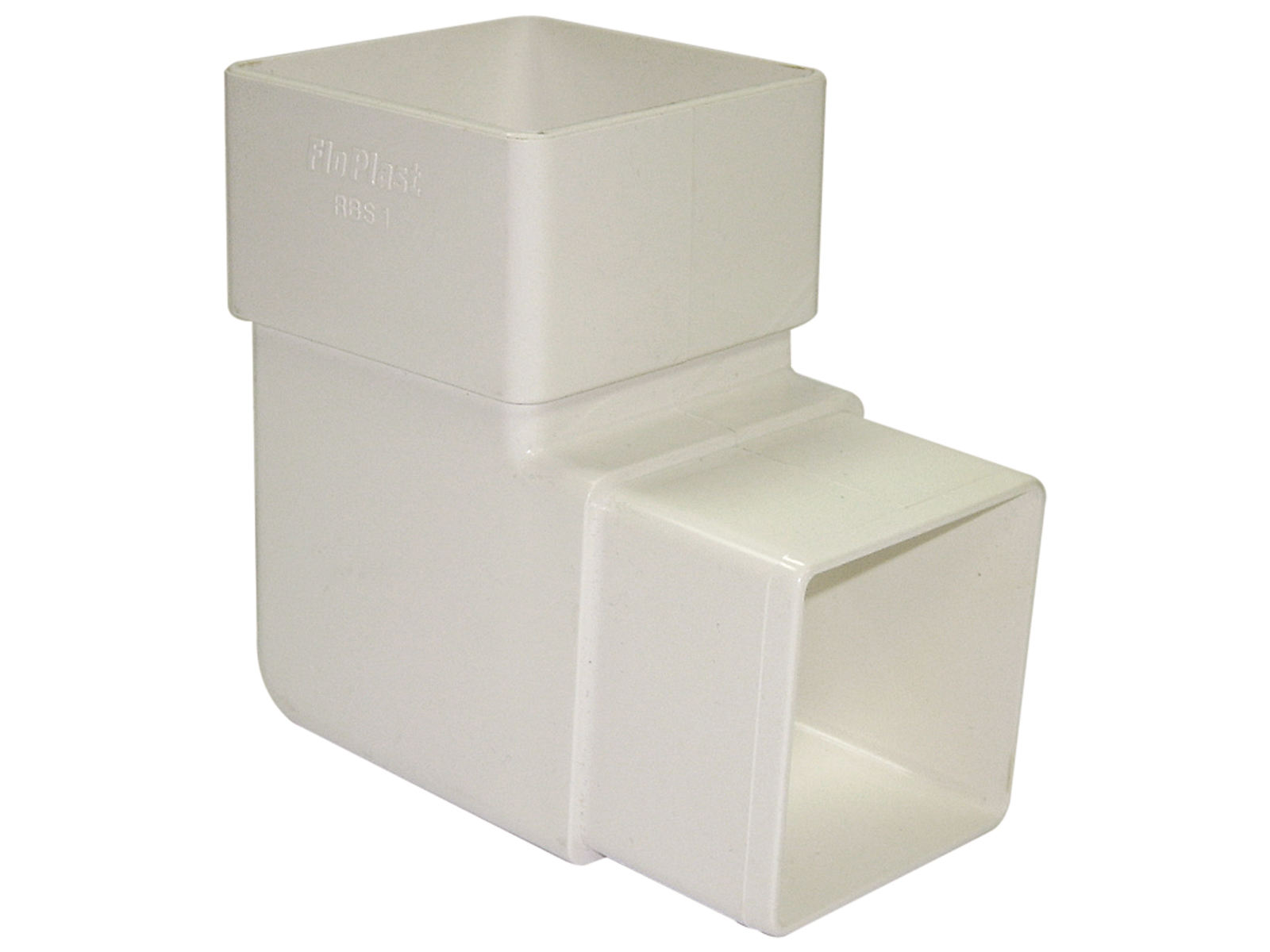 Floplast RBS1WH 65mm Square Downpipe - 92.5* Offset Bend - White