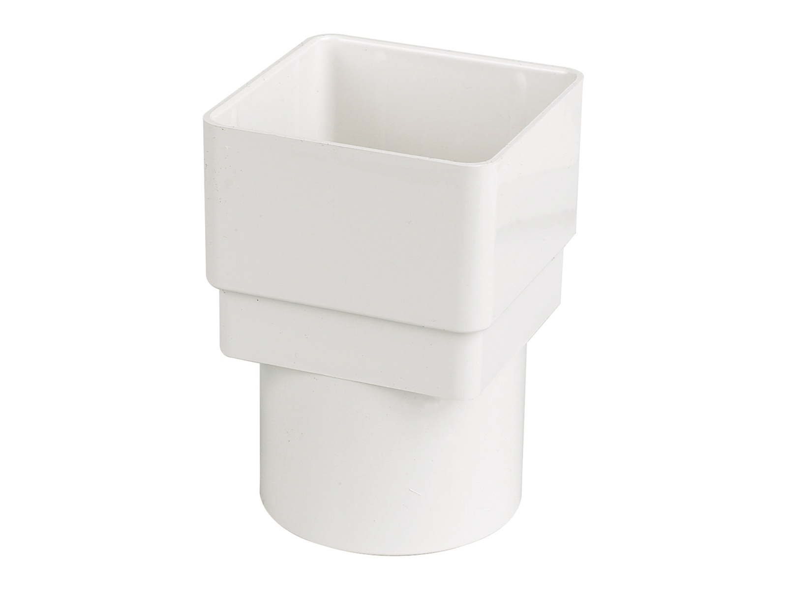 Floplast RDS2WH 65mm Square to 68mm Round Downpipe Connector - White