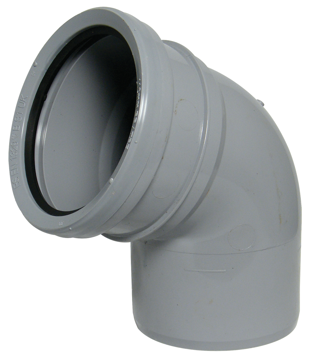 Floplast SP162GR 110mm/4 Inch Ring Seal Soil System - 112.5 Degree Single Socket Bend - Grey