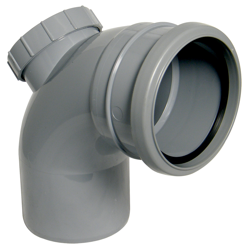 Floplast SP169GR 110mm/4 Inch Ring Seal Soil System - 92.5 Degree Access Bend Single Socket - Grey