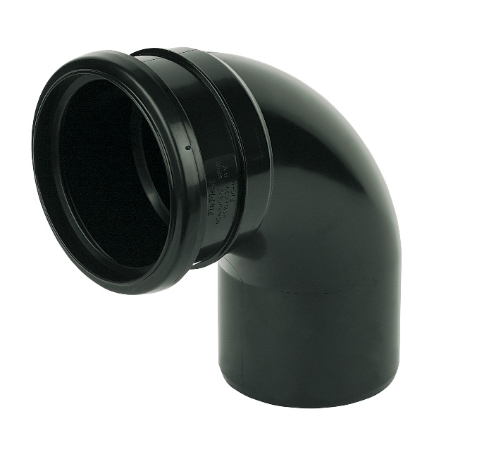 Floplast SP161BL 110mm/4 Inch Ring Seal Soil System - 92.5 Degree Bend Single Socket - Black