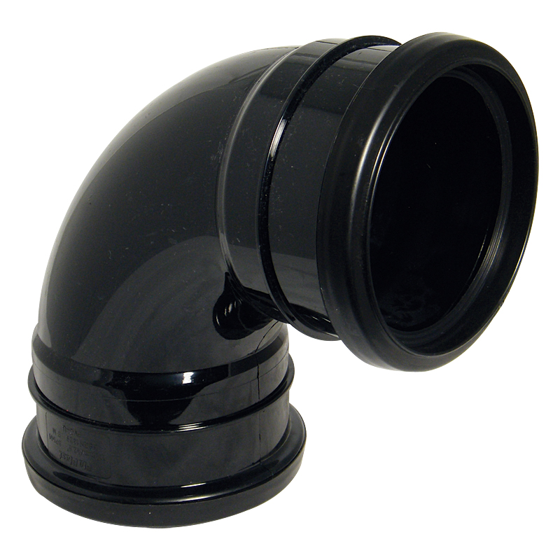 Floplast SP561BL 110mm/4 Inch Ring Seal Soil System - 92.5 Degree Double Socket Bend - Black