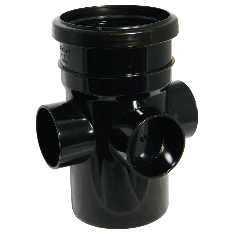 Floplast SP581BL 110mm/4 Inch Ring Seal Soil System - Boss Pipe Single Socket - Black