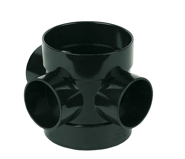 Floplast SP583BL 110mm/4 Inch Ring Seal Soil System - Short Boss Pipe Double Solvent Socket - Black