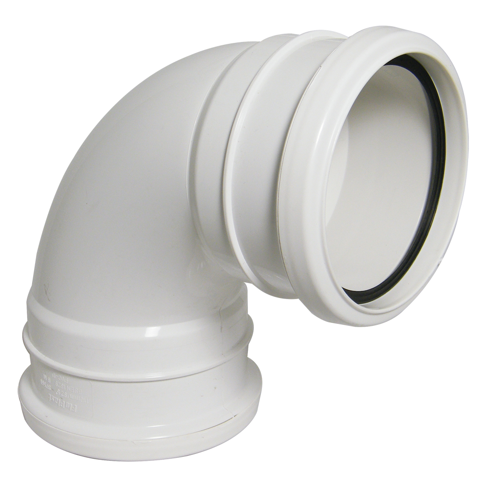 Floplast SP561WH 110mm/4 Inch Ring Seal Soil System - 92.5 Degree Double Socket Bend - White