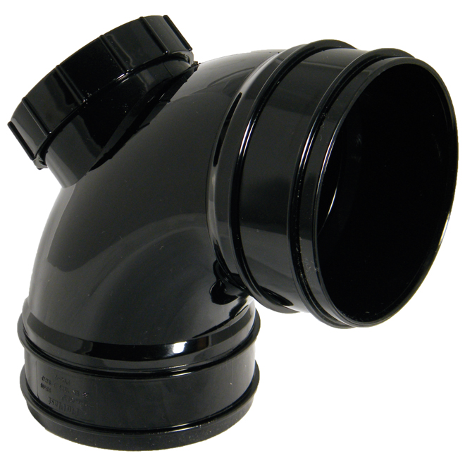 Floplast SS569B 110mm/4 Inch Solvent Weld System - 92.5 Degree Access Bend Double Socket - Black
