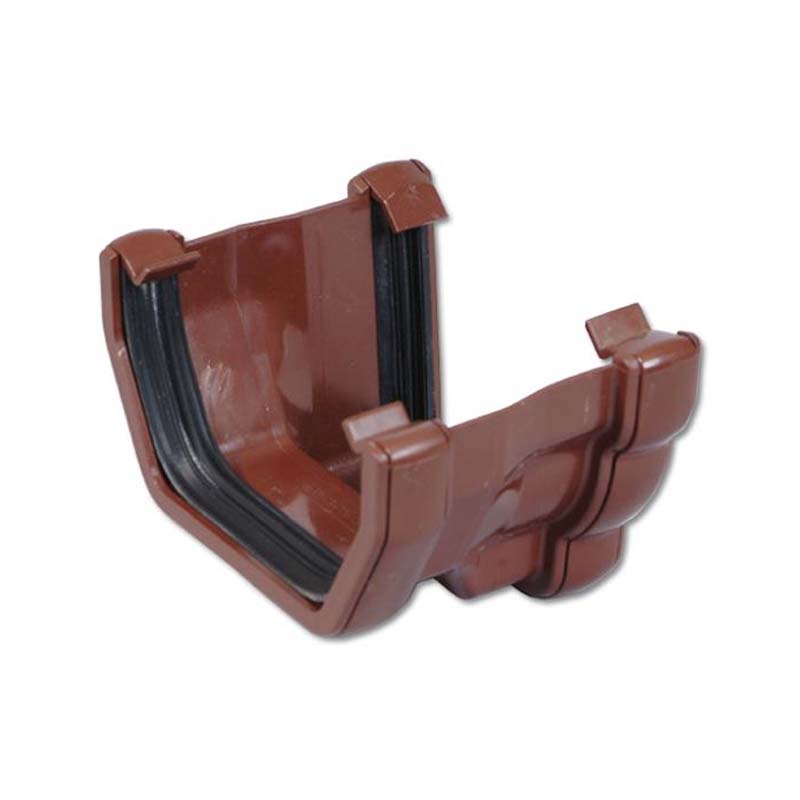 Floplast RNS3BR 110mm Niagara Ogee Gutter to 114mm Square Line Gutter Adaptor - Right Hand - Brown
