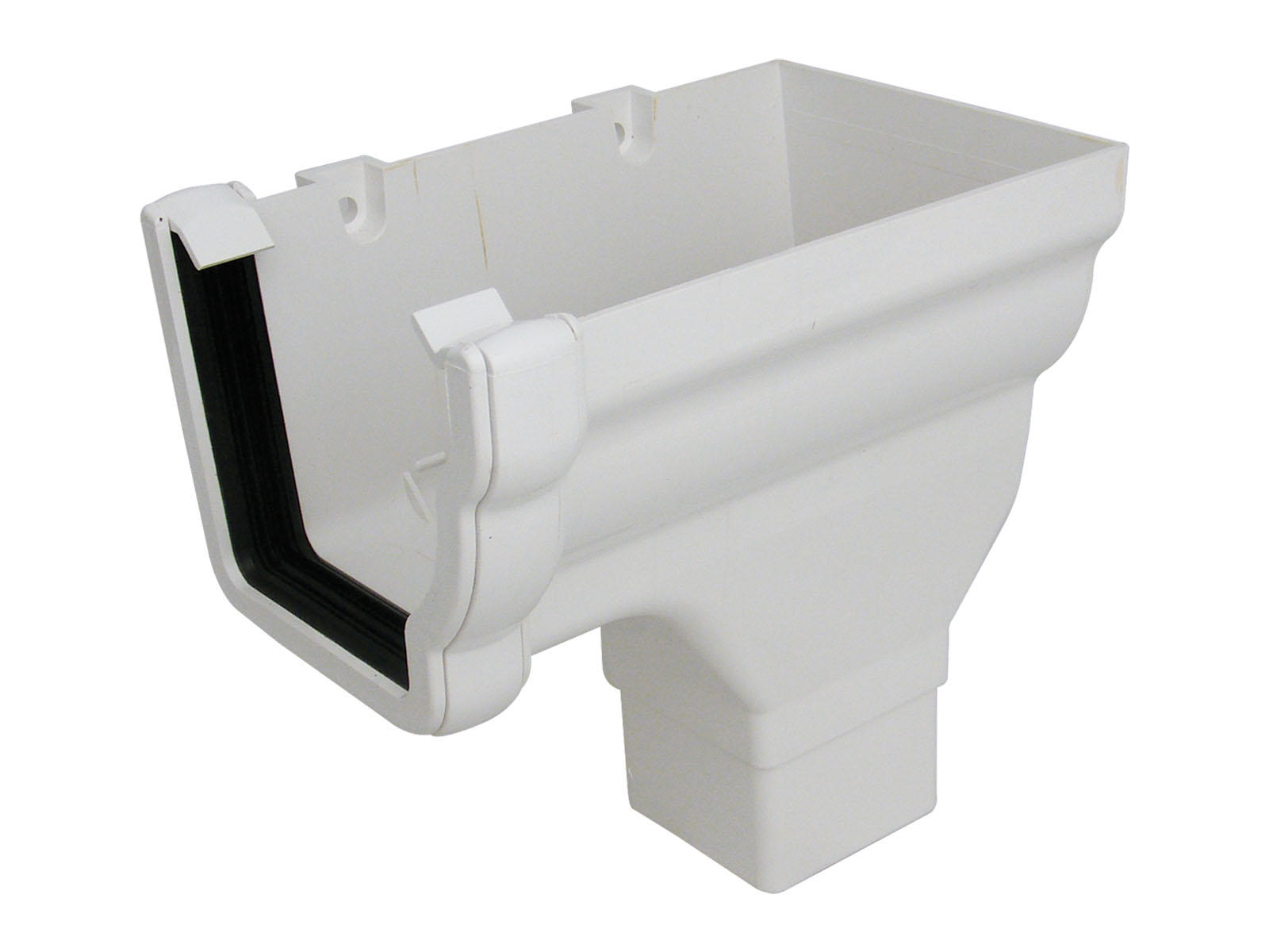 Floplast RON3WH 110mm Niagara Ogee Gutter - Right Hand Stopend Outlet - White