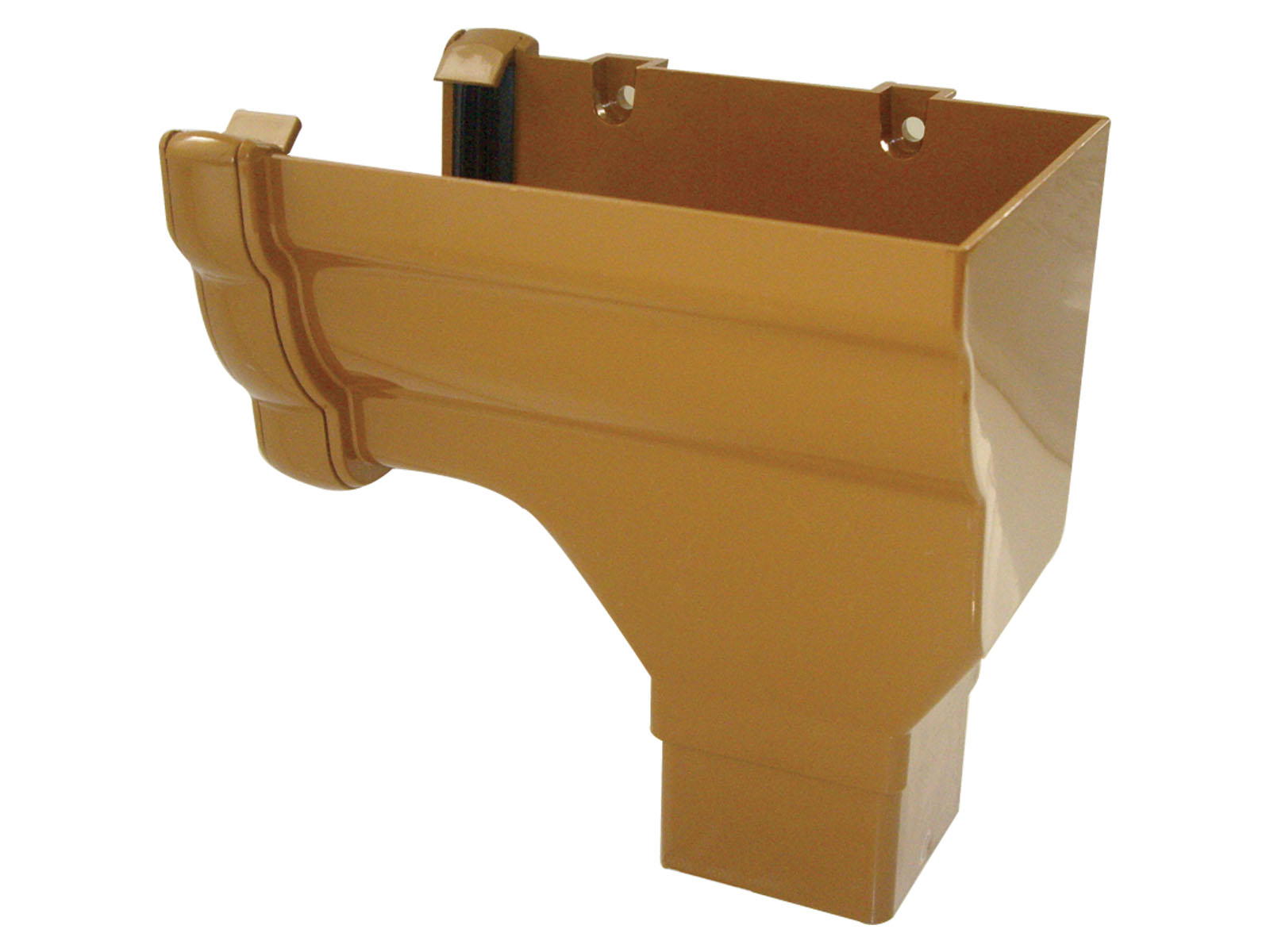 Floplast RON3CA 110mm Niagara Ogee Gutter - Right Hand Stopend Outlet - Caramel