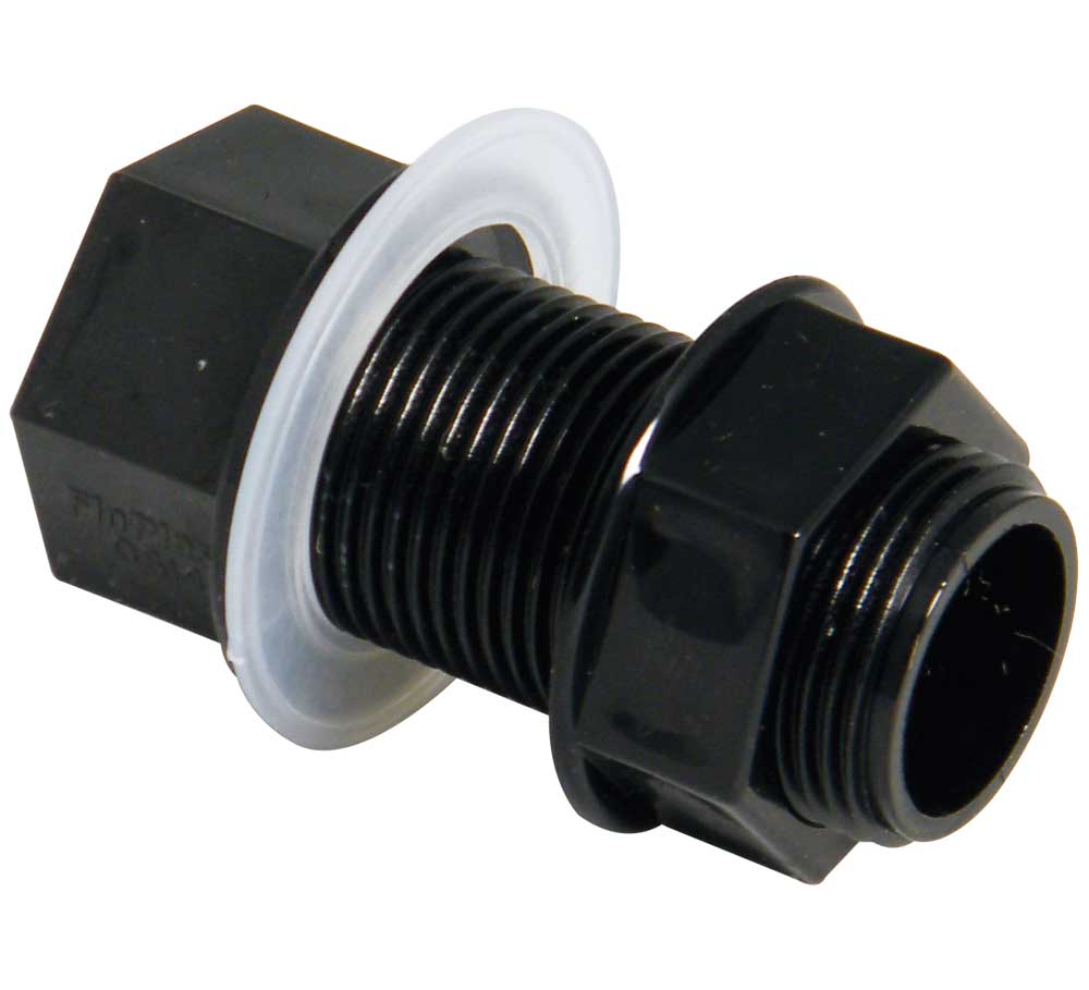 Floplast OS14BL 21.5mm Overflow Pipe Fittings - Straight Tank Connector - Black