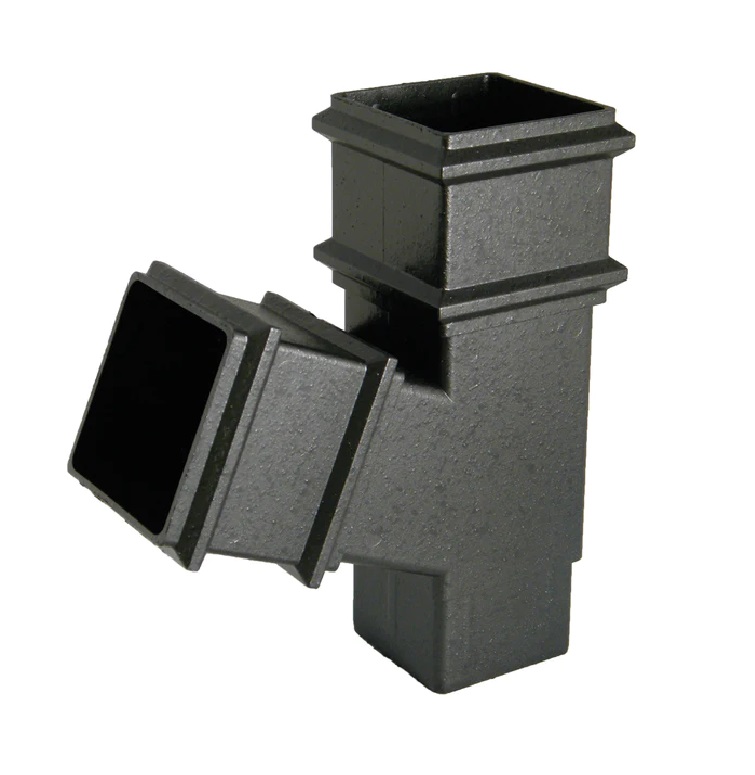 Floplast RYS2CI 65mm Square Downpipe - 67.5* Branch - Faux Cast Iron