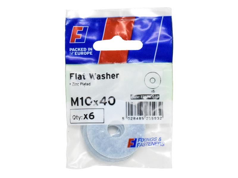 ForgeFix Flat Washers ZP M10 x 40mm ForgePack 6 FORFPKFW1040
