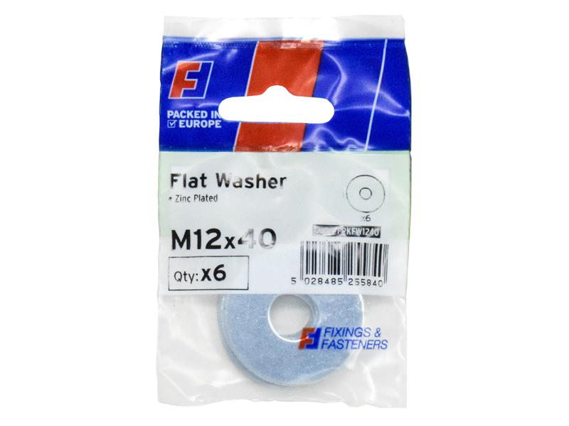 ForgeFix Flat Washers ZP M12 x 40mm ForgePack 6 FORFPKFW1240