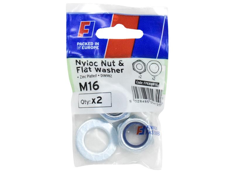 ForgeFix Nyloc Nut &amp; Washer M16 ForgePack 2 FORFPKNNW16