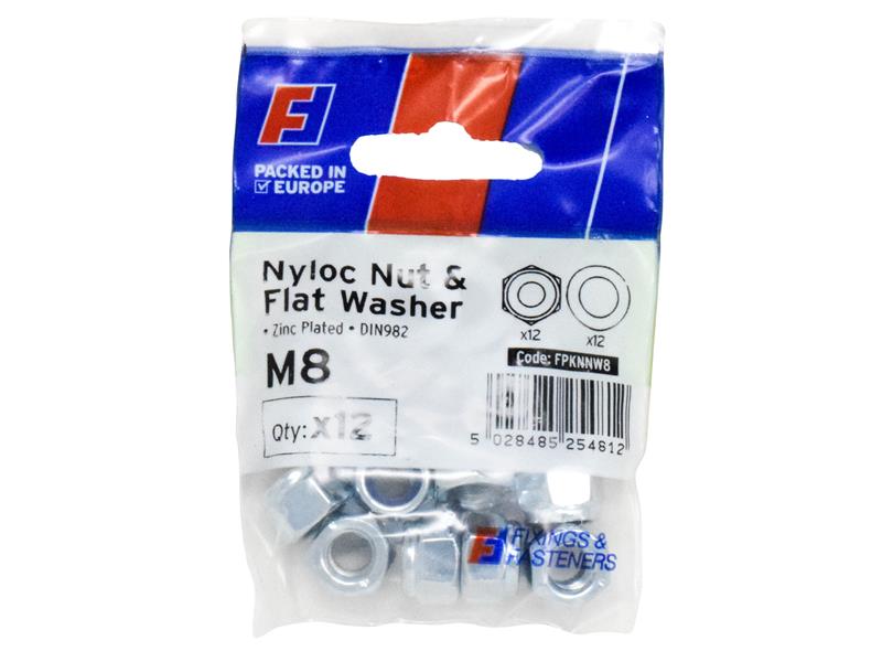 ForgeFix Nyloc Nut &amp; Washer M8 ForgePack 12 FORFPKNNW8
