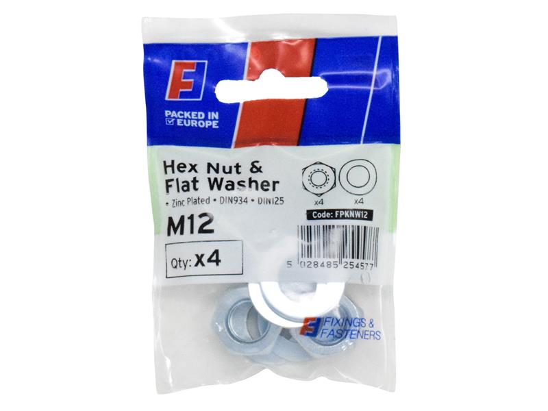 ForgeFix Nut &amp; Washer M12 ForgePack 4 FORFPKNW12