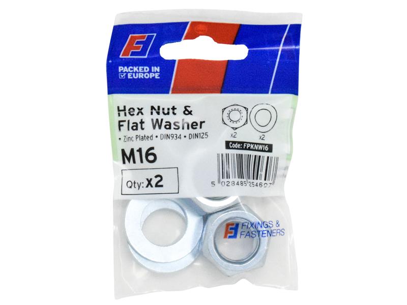ForgeFix Nut &amp; Washer M16 ForgePack 2 FORFPKNW16