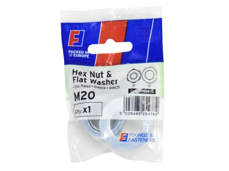 ForgeFix Nut &amp; Washer M20 ForgePack 1 FORFPKNW20