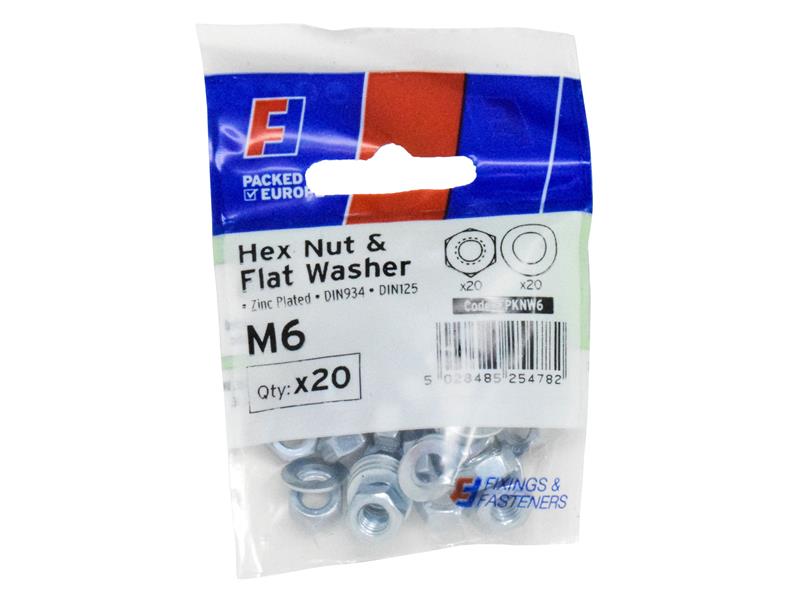 ForgeFix Nut &amp; Washer M6 ForgePack 20 FORFPKNW6