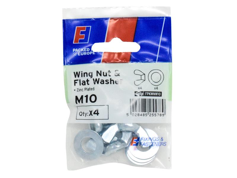 ForgeFix Wing Nut &amp; Washer M10 ForgePack 4 FORFPKWNW10