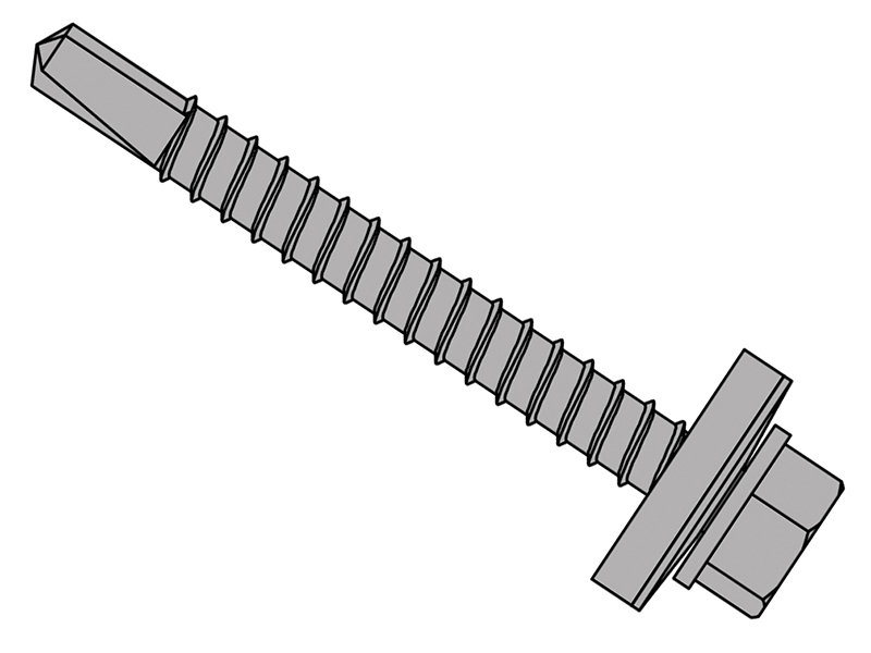 ForgeFix TechFast Roofing Sheet to Steel Hex Screw & Washer No.3 Tip 5.5 x 70mm Box 100 FORTFHW5570L