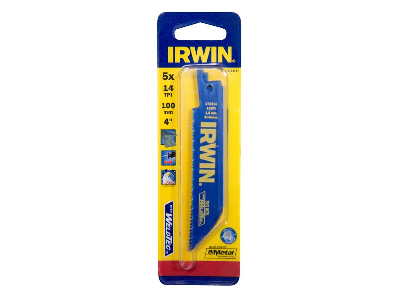 IRWIN 414R Sabre Saw Blade Metal Cutting 100mm 14 TPI Pack of 5 IRW10504147