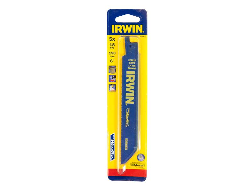 IRWIN 618R Sabre Saw Blade Metal Cutting 150mm 18 TPI Pack of 5 IRW10504153