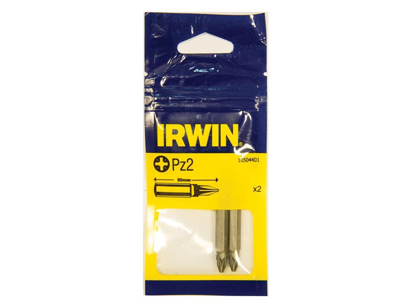 IRWIN Pozidriv Insert Bits PZ2 50mm (Pack 2) IRW10504401