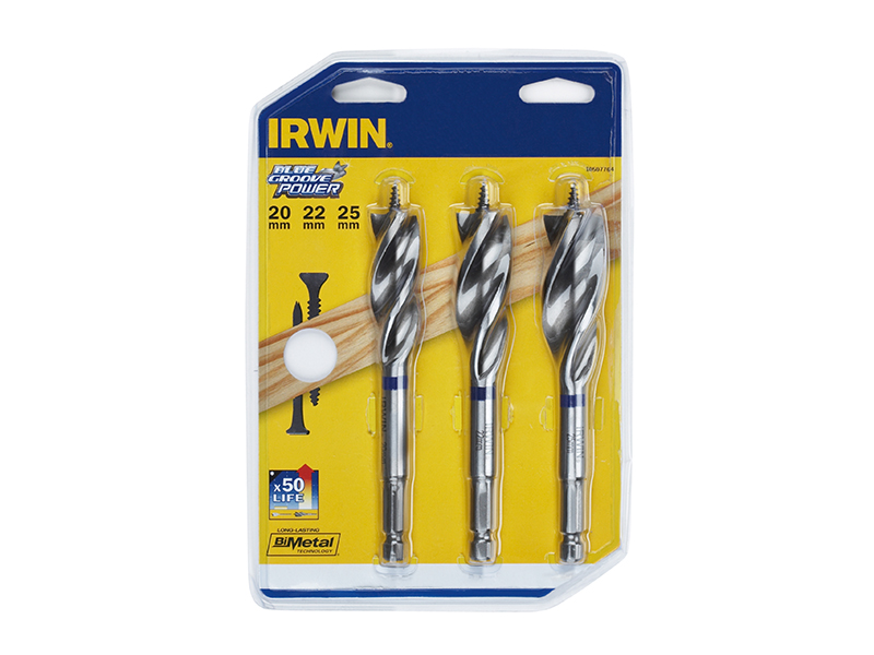 IRWIN Blue Groove Wood Power Bit Set, 3 Piece IRW10507764