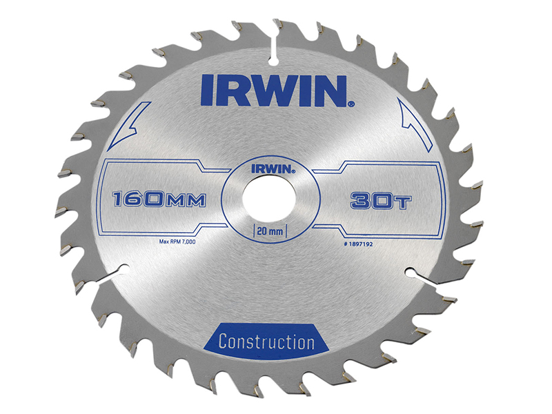 IRWIN Construction Circular Saw Blade 160 x 20mm x 30T ATB IRW1897192