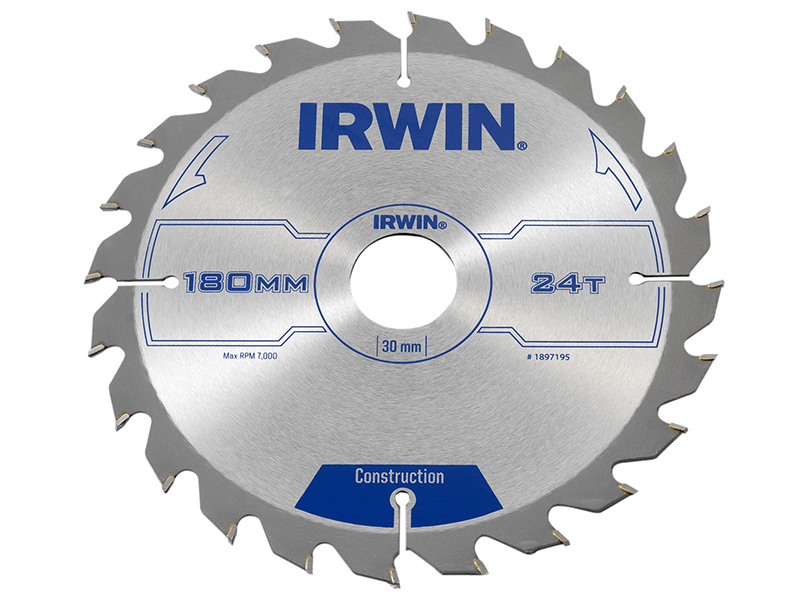 IRWIN Construction Circular Saw Blade 180 x 30mm x 24T ATB IRW1897195