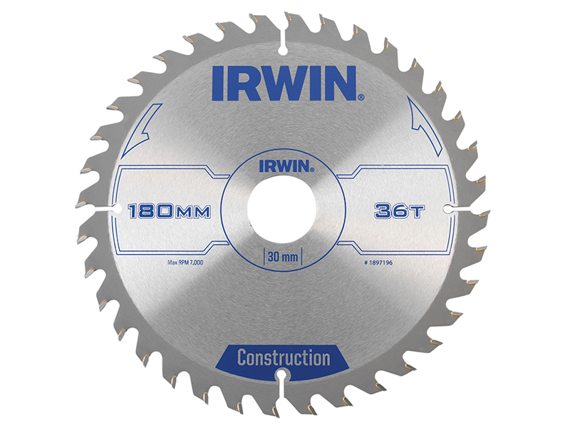 IRWIN Construction Circular Saw Blade 180 x 30mm x 36T ATB IRW1897196