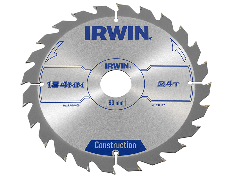 IRWIN Construction Circular Saw Blade 184 x 30mm x 24T ATB IRW1897197