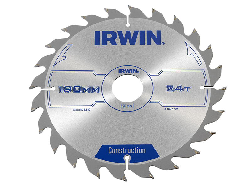 IRWIN Construction Circular Saw Blade 190 x 30mm x 24T ATB IRW1897199