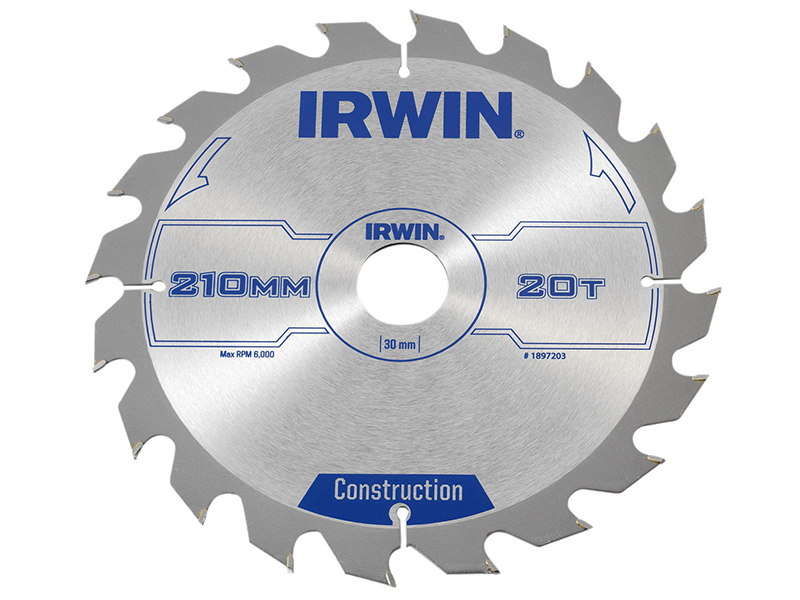 IRWIN Construction Circular Saw Blade 210 x 30mm x 20T ATB IRW1897203