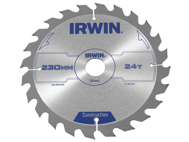 IRWIN Construction Circular Saw Blade 230 x 30mm x 24T ATB IRW1897205