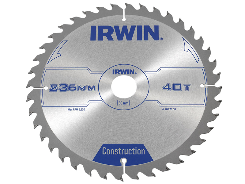 IRWIN Construction Circular Saw Blade 235 x 30mm x 40T ATB IRW1897208