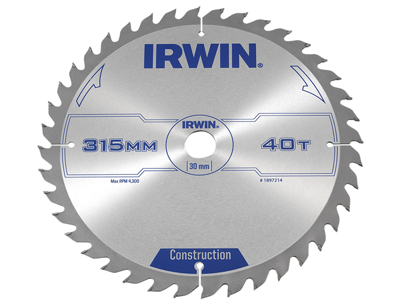 IRWIN General Purpose Table &amp; Mitre Saw Blade 315 x 30mm x 40T ATB IRW1897214