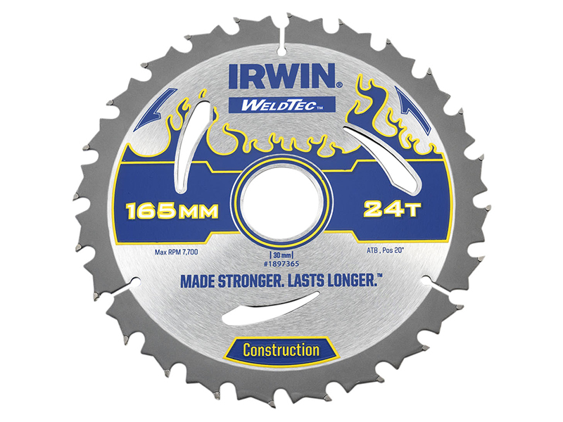 IRWIN Weldtec Circular Saw Blade 165 x 30mm x 24T ATB IRW1897365