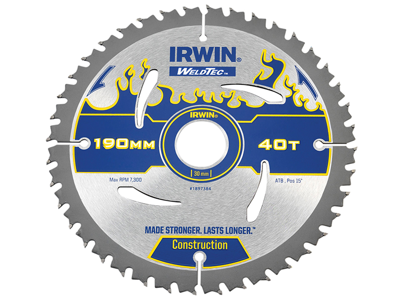 IRWIN Weldtec Circular Saw Blade 190 x 30mm x 40T ATB IRW1897384