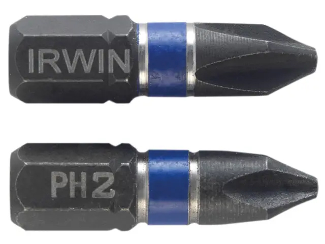Irwin Impact Screwdriver Bits Phillips PH2 25mm (Pack of 2) - 1923289